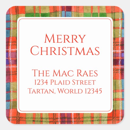 MAC RAE TARTAN Kleine Vierkante Adresenvelop Afdic Sticker (Voorkant)