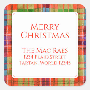 MAC RAE TARTAN Kleine Vierkante Adresenvelop Afdic Vierkante Sticker