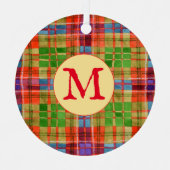 MAC RAE TARTAN Metal Circle Ornament + Initiaal (Voorkant)