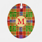MAC RAE TARTAN Metal Ovaal Ornament + Initiaal (Voorkant)