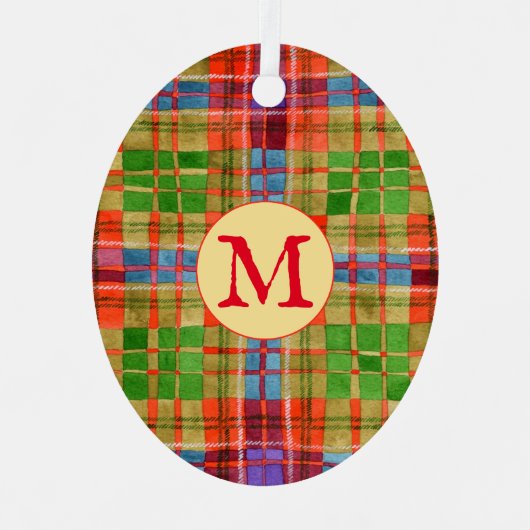 MAC RAE TARTAN Metal Ovaal Ornament + Initiaal (Voorkant)
