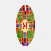 MAC RAE TARTAN Metal Ovaal Ornament + Initiaal (Voorkant links)