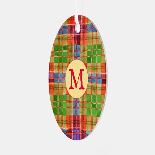 MAC RAE TARTAN Metal Ovaal Ornament + Initiaal (Voorkant links)