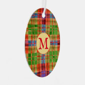 MAC RAE TARTAN Metal Ovaal Ornament + Initiaal (Voorkant Rechts)