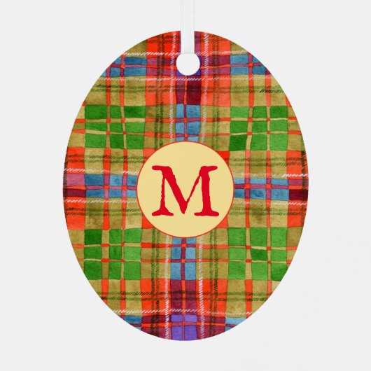 MAC RAE TARTAN Metal Ovaal Ornament + Initiaal (Achterkant)