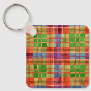 MAC RAE TARTAN Metalen Vierkante Sleutelhanger