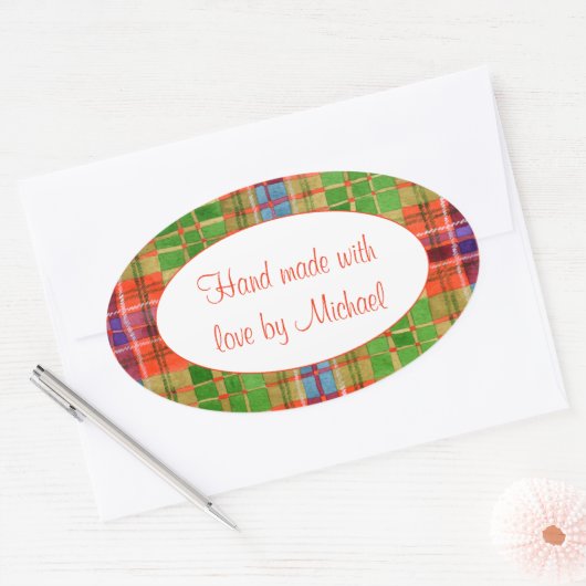 MAC RAE TARTAN ovale "handgemaakte" Stickers (Envelop)