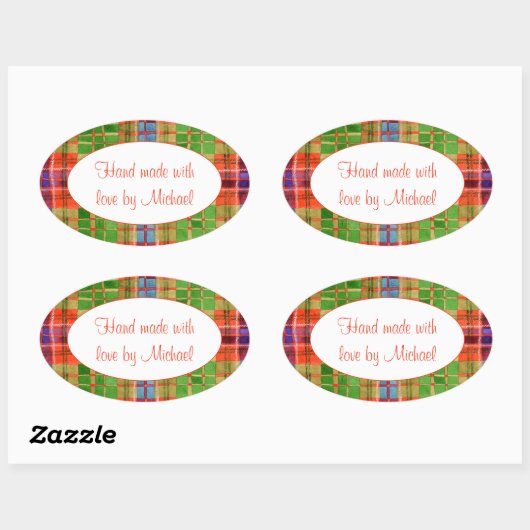 MAC RAE TARTAN ovale "handgemaakte" Stickers (Vel)