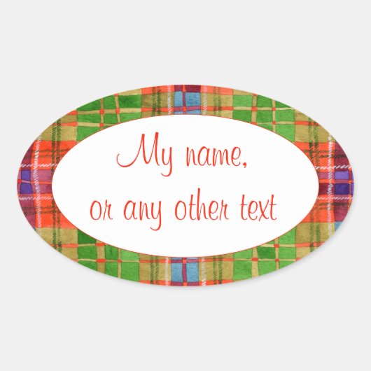 MAC RAE TARTAN Ovale Matte Stickers (Voorkant)