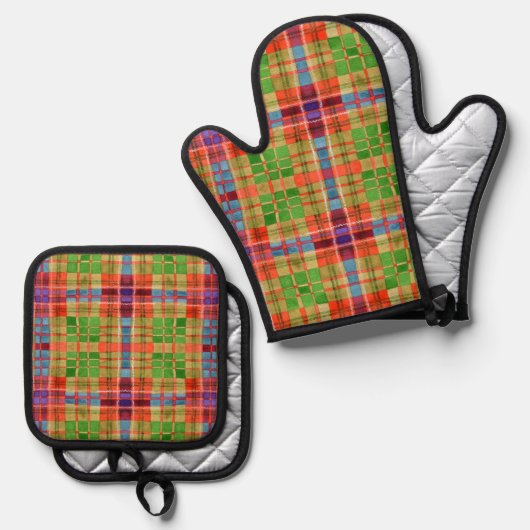 MAC RAE TARTAN Oven Mitt & Pot Houder Set (Voorkant / Achterkant)