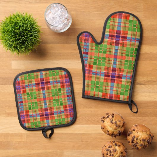 MAC RAE TARTAN Oven Mitt & Pot Houder Set (Top down)