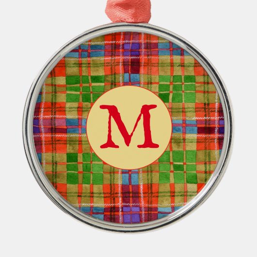 MAC RAE TARTAN Premium Rond Ornament + Initiaal (Voorkant)