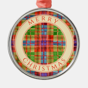 MAC RAE TARTAN Premium Ronde Kerstbal + Tekst Metalen Ornament