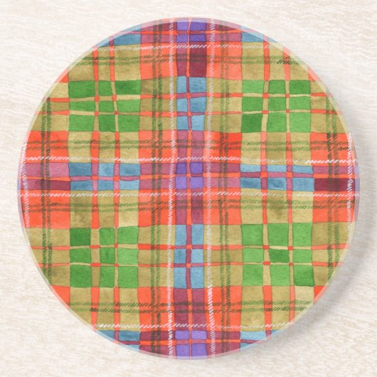 MAC RAE TARTAN Rond Zandsteen Onderzetter (Voorkant)