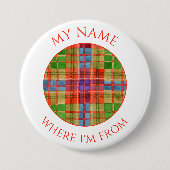 MAC RAE TARTAN Ronde Naam Tag Speld Knoop Button 7,6 Cm (Voorkant)