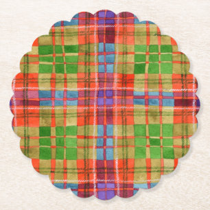 MAC RAE TARTAN Schulp vierkante papieren onderzett Kartonnen Onderzetters