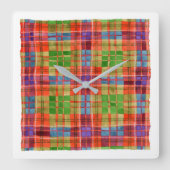 MAC RAE TARTAN Square Acrylwandklok Vierkante Klok (Voorkant)