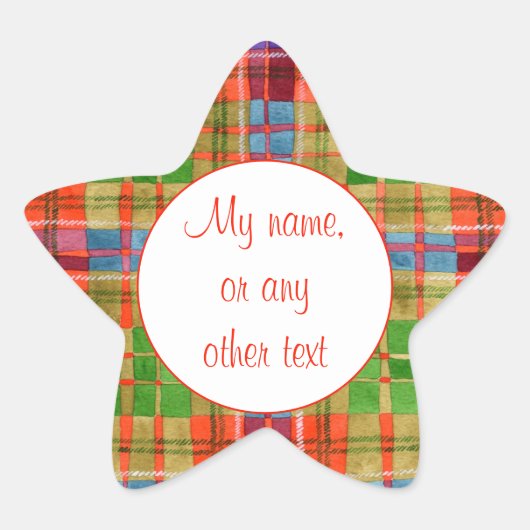 MAC RAE TARTAN Star Matte Stickerlabels Ster Sticker (Voorkant)