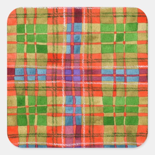 MAC RAE TARTAN Stickers op grote vierkant (Voorkant)