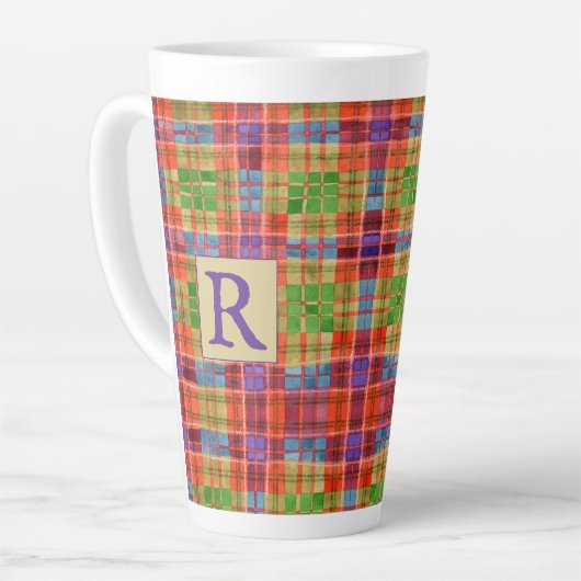 MAC RAE TARTAN Tall Latte Mok + Tekst (Linkerhoek)