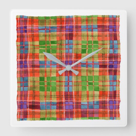 MAC RAE TARTAN Vierkante Acryl Wandklok (Voorkant)