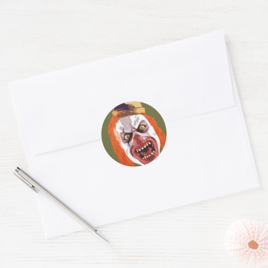 macabere clown ronde sticker (Envelop)