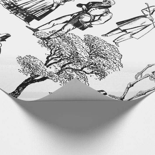 macabere halloween regency skeleton toile cadeaupapier (Hoek)