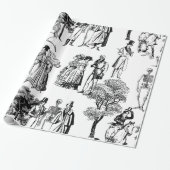 macabere halloween regency skeleton toile cadeaupapier (Uitgerold)