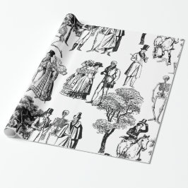 macabere halloween regency skeleton toile cadeaupapier