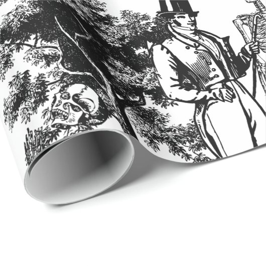 macabere halloween regency skeleton toile cadeaupapier (Rol Hoek)