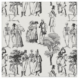 macabere halloween regency skeleton toile stof