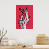 Macabre Art Creepy Hand Red en Black Gothic Poster (Keuken)
