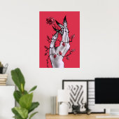 Macabre Art Creepy Hand Red en Black Gothic Poster (Thuiskantoor)