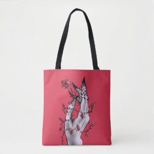Macabre Art Creepy Hand Red en Black Gothic Tote Bag