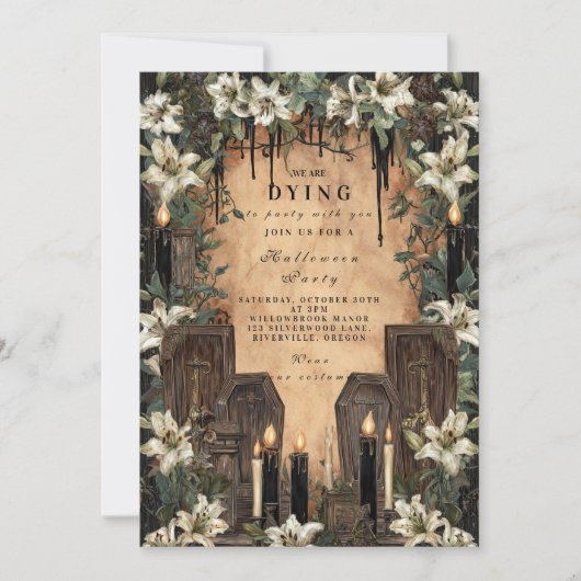 Macabre Candlelit Coffin Halloween-viering Kaart (Voorkant)