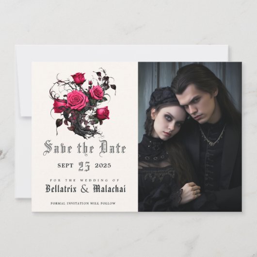 Macabre Crimson Roos Uw foto Save The Date (Voorkant)