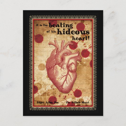 Macabre Literary Telltale Heart met Citaat Briefkaart (Voorkant)