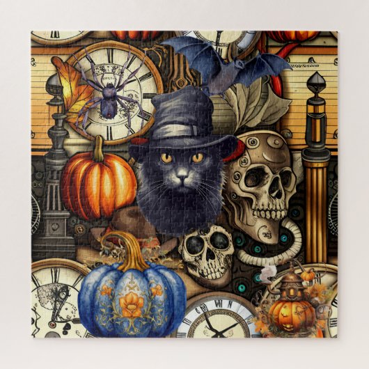 Macabre Mashup: Steampunk Halloween Delights Legpuzzel (Verticaal)