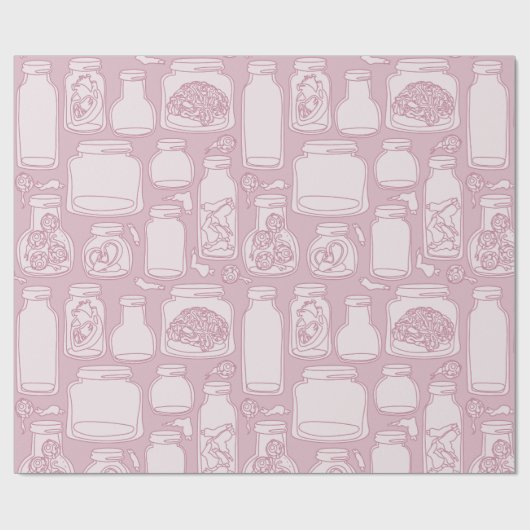 Macabre medische specimens pastel roze gothic cadeaupapier (Vlak)