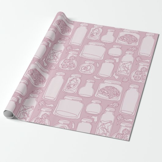 Macabre medische specimens pastel roze gothic cadeaupapier (Uitgerold)