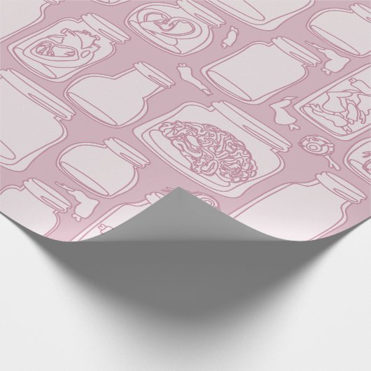 Macabre medische specimens pastel roze gothic cadeaupapier (Hoek)