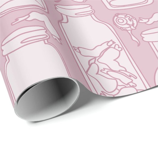 Macabre medische specimens pastel roze gothic cadeaupapier (Rol Hoek)
