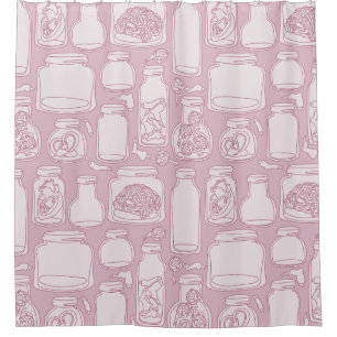 Macabre medische specimens pastel roze gothic douchegordijn