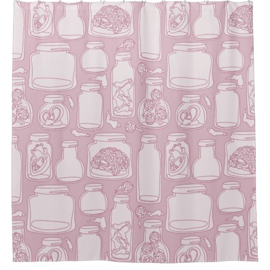 Macabre medische specimens pastel roze gothic douchegordijn (Voorkant)