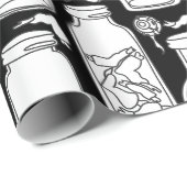 Macabre medische specimens zwart wit gotisch cadeaupapier (Rol Hoek)