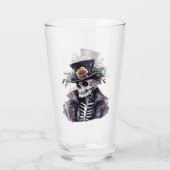 Macabre Oranje & Paarse Waterverf Skelet Glas (Achterkant)