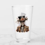 Macabre Oranje & Paarse Waterverf Skelet Glas (Voorkant)