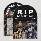 Macabre Oranje & Paarse Waterverf Skelet Kaart (Voorkant / Achterkant)