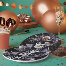 Macabre Oranje & Paarse Waterverf Skelet