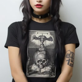 Macabre schedel middeleeuwse Tarot Victoriaans Got T-shirt